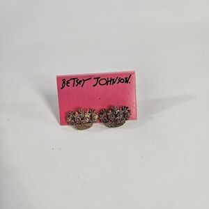 Betsey Johnson Gold-Tone Crown Earrings